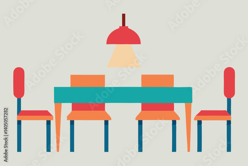 vector illustration of a dining room