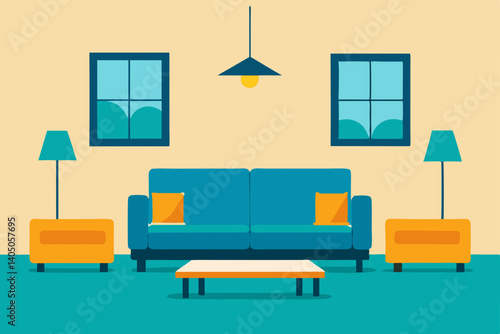 living room interior with sofa