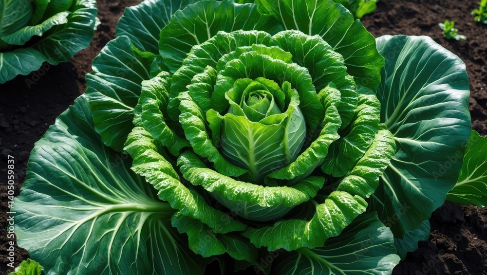 Obraz premium Cabbage development in a farming area.