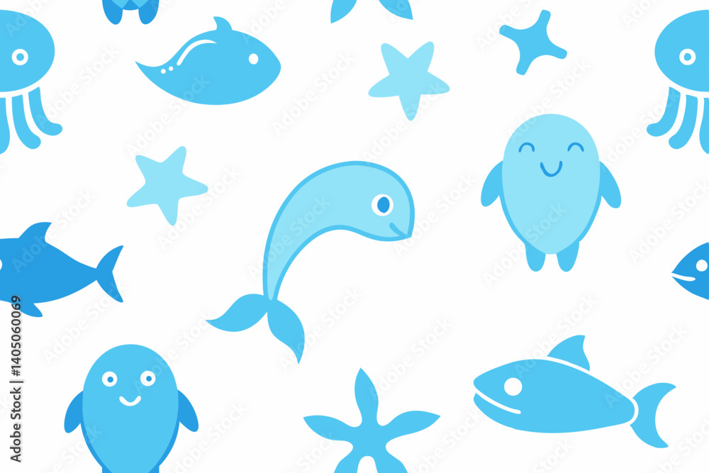 set of sea animals vector pattern set of sea animals vector pattern