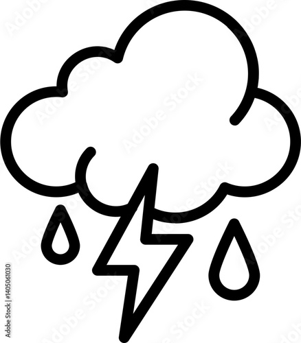 Thunder Rain Vector Icon Stock Illustration