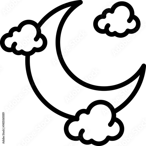 Night Cloud Vector Icon Stock Illustration