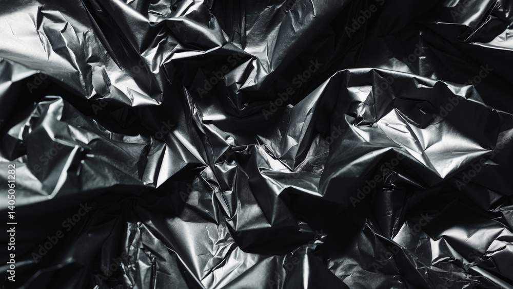 Texture of wrinkled metallic paper emphasizing its reflective qualities and tonal differences, suitable for abstract or design purposes, evoking a modern industrial feel. Texture of wrinkled metallic paper emphasizing its reflective qualities and tonal differences, suitable for abstract or design purposes, evoking a modern industrial feel.