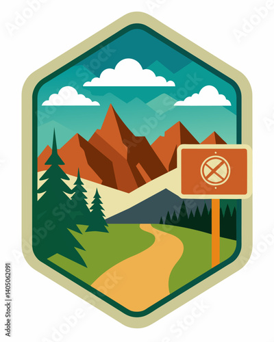 A national park implements regulations that limit the number of visitors per day to preserve the fragile ecosystem and prevent overtourism.. Vector illustration