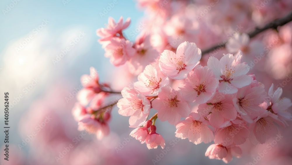 Obraz premium Full bloom of cherry blossoms featuring beautiful pink petals