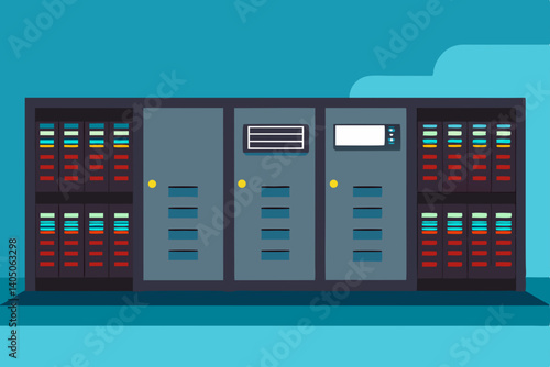 vector illustration of server room