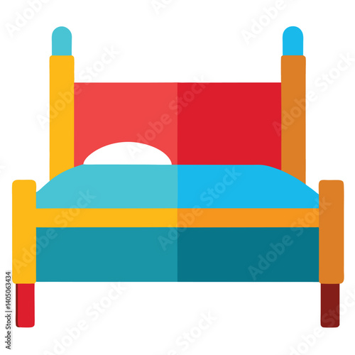 Minimalist bed vector with mattress and headboard on white background
