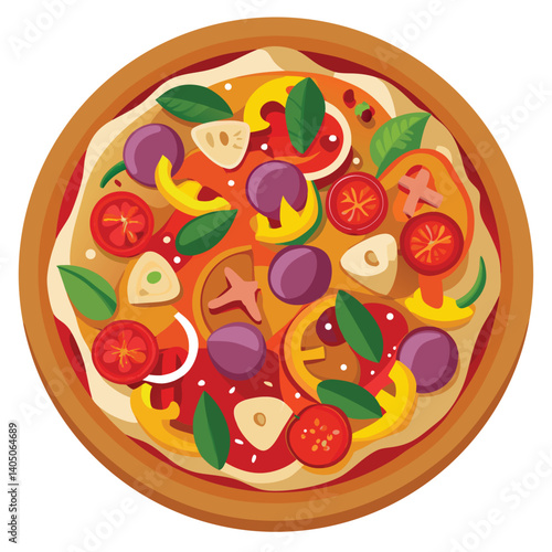 Homemade grilled veggie pizza with melted cheese and fresh toppings