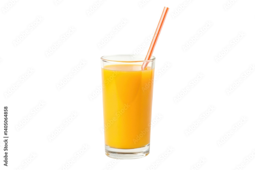 Refreshing orange juice served in a tall glass with a straw, perfect for breakfast or a summer gathering Refreshing orange juice served in a tall glass with a straw, perfect for breakfast or a summer gathering