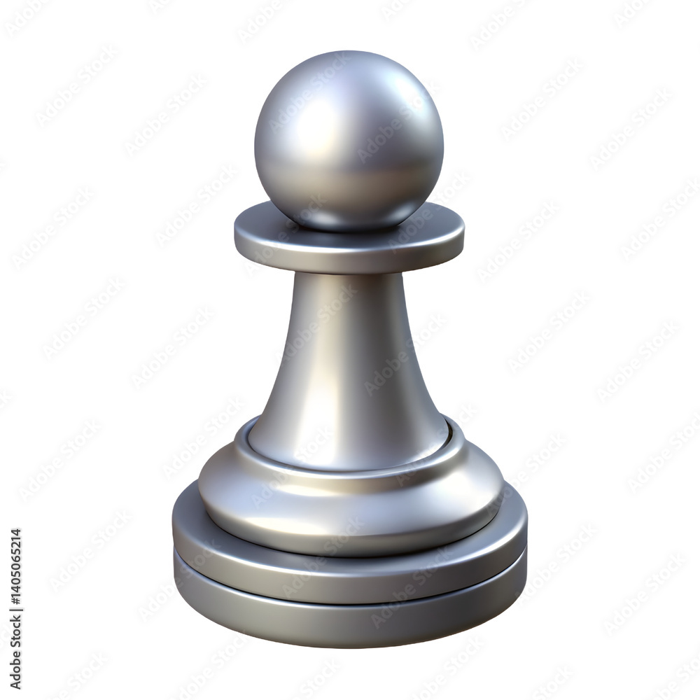 A poised silver pawn ready for its strategic move in the grand game of chess, reflecting light with a smooth metallic finish. A poised silver pawn ready for its strategic move in the grand game of chess, reflecting light with a smooth metallic finish.