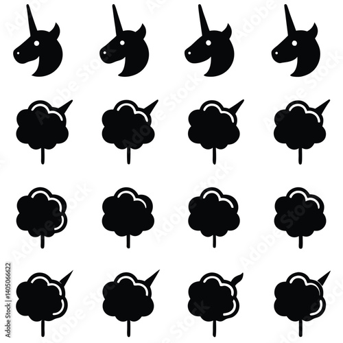 Black vector silhouette animal icon set illustration with cute cartoon pets like cat, dog, rabbit, bird, fish, bear, and other domestic mammals