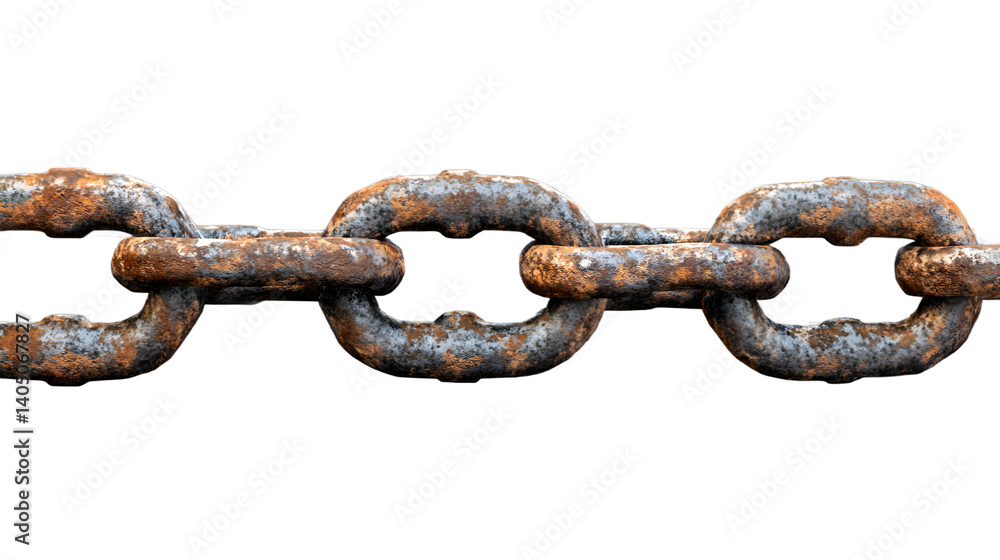 Fototapeta premium Close-up of a rusty metal chain, showcasing its weathered texture and patina.