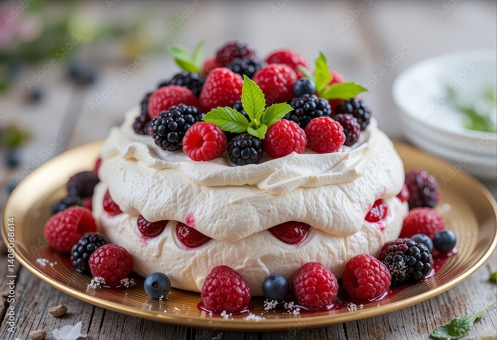Pavlova with Fresh Berries. Pavlova with Fresh Berries.