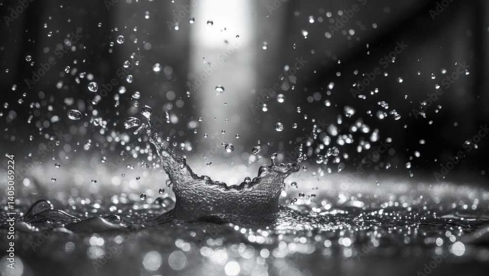 Obraz premium A mist of water droplets suspended in the air, producing a soft, hazy ambiance. Evokes a sense of peace and serenity, reminiscent of being in a light rain.