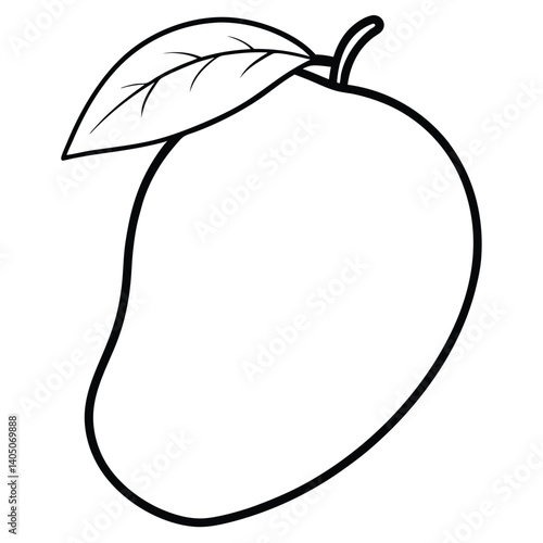 Simple mango outline drawing on white background for educational use