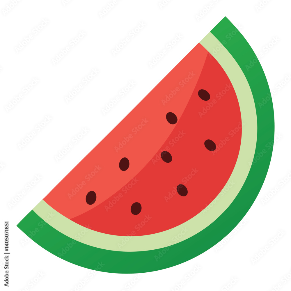 Minimal watermelon slice with rind and red flesh isolated in vector Minimal watermelon slice with rind and red flesh isolated in vector