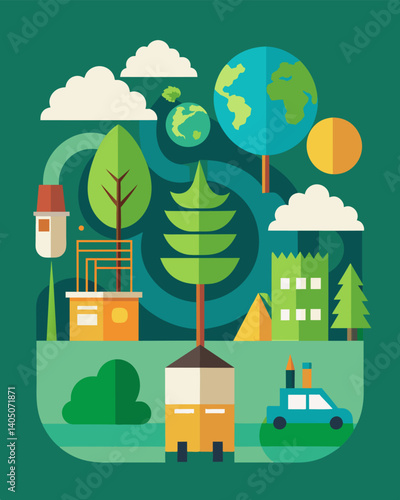 Materials sourced from sustainable forests and managed with environmentallyfriendly practices.. Vector illustration