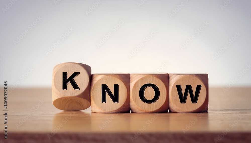 Wooden Letter Blocks Displaying the Word Know on a Wooden Surface. AI Generative Wooden Letter Blocks Displaying the Word Know on a Wooden Surface. AI Generative