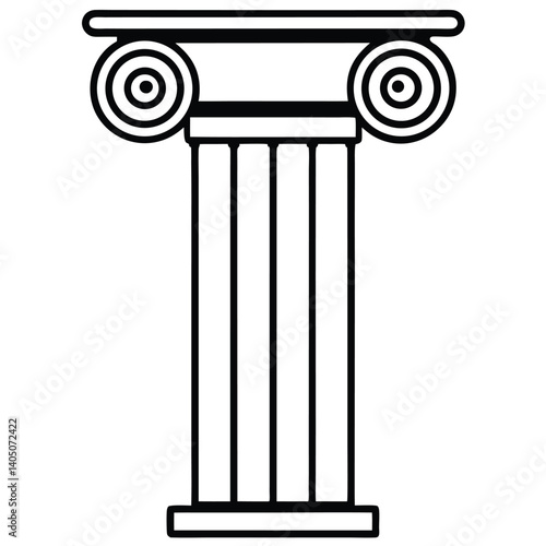 Greek column vector with spiral top representing classic structure