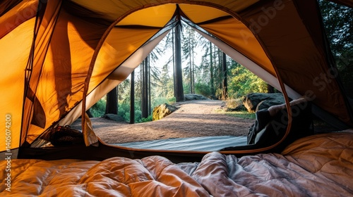 View from Tent Interior to Forest Landscape