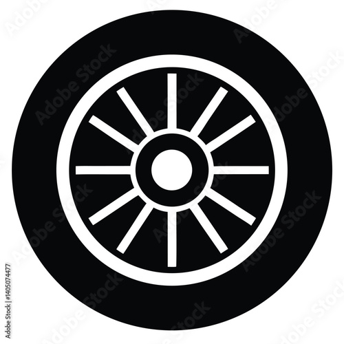 Realistic bus tire vector with metallic rim and bold shape
