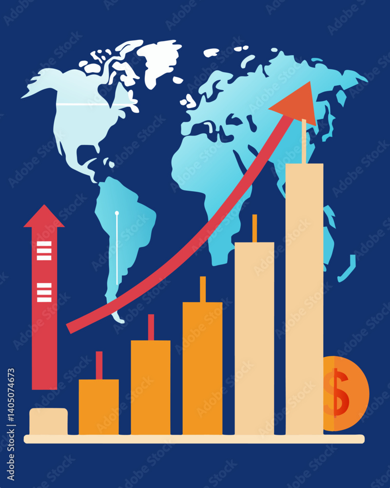 The impact of overproduction can be seen in the decrease of profit margins for many businesses involved in international trade.. Vector illustration The impact of overproduction can be seen in the decrease of profit margins for many businesses involved in international trade.. Vector illustration