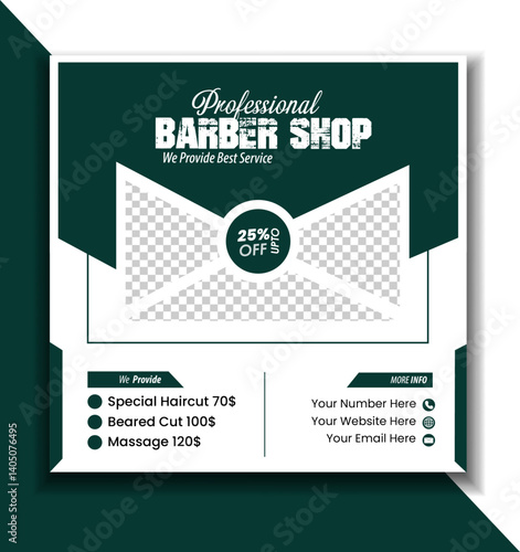 Barber shop hair salon social media post template. beauty spa business