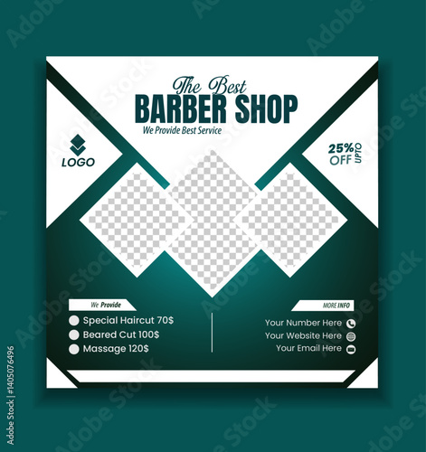 barber shop social media template design