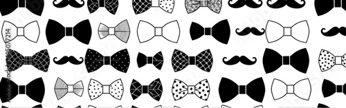 a pattern of black and white bowties_some are filled in with solid darkness_while others feature dots_lines_or even a remake shift grid