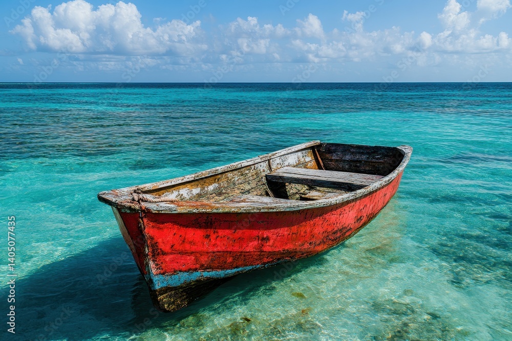 Naklejka premium Tranquil wooden boat