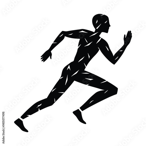 A human running from paint strokes on white background