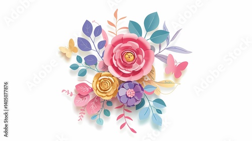 Floral Symphony: A vibrant composition of meticulously crafted paper flowers, showcasing a colorful array of blooms in an elegant arrangement of natural beauty.