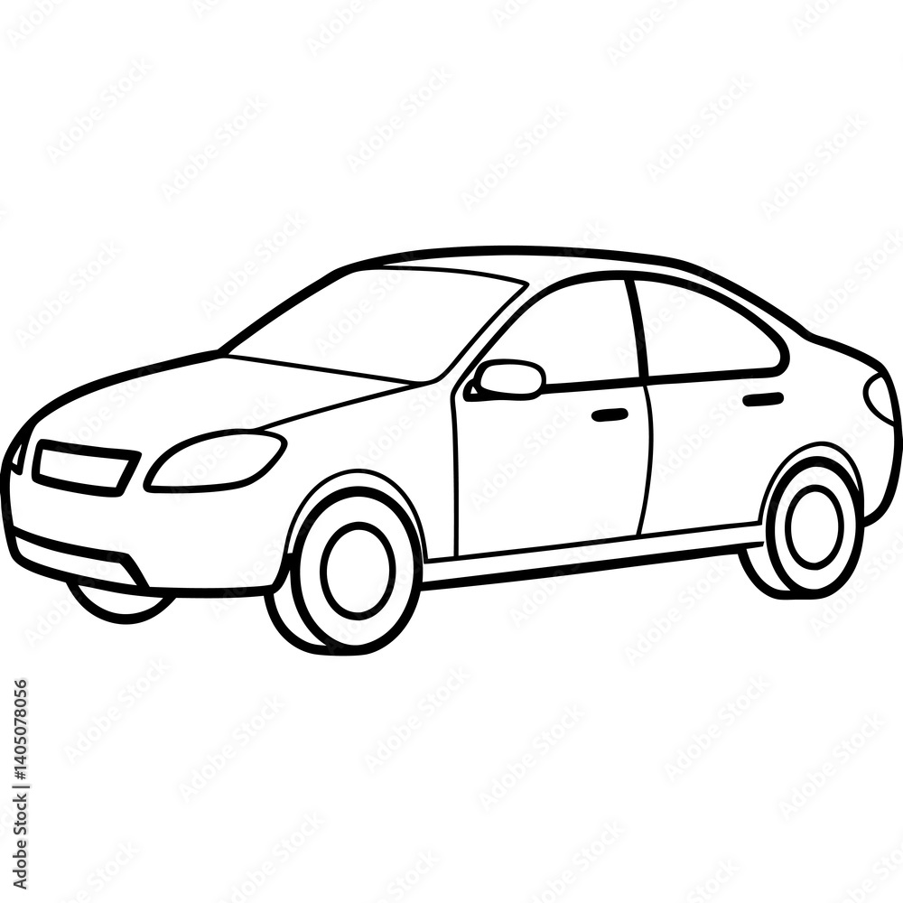 Fototapeta premium Sleek Car Outline: Vector Art, Black, Elegant Design for Automotive Logos, Branding, and 