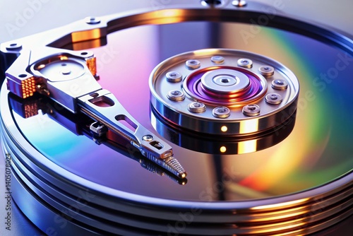 Hard Drive Data Storage Technology - Close-up of a Modern HDD