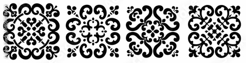 Intricate Ornament Designs: A curated set of elegant ornamental patterns, rendered in monochromatic tones, evoke a sense of sophistication and timeless design. The collection of repeating designs.