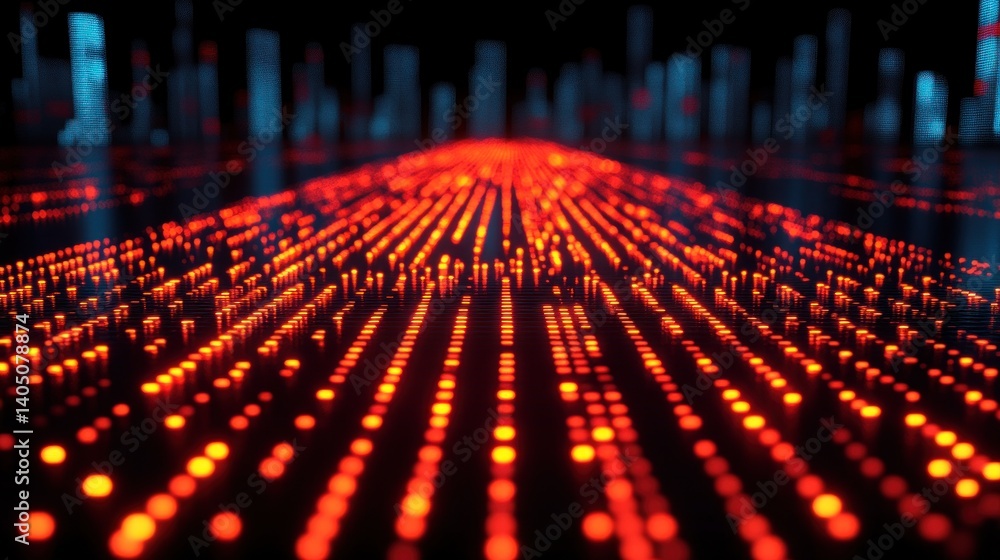 Fototapeta premium Digital Cityscape: A Futuristic Data Stream