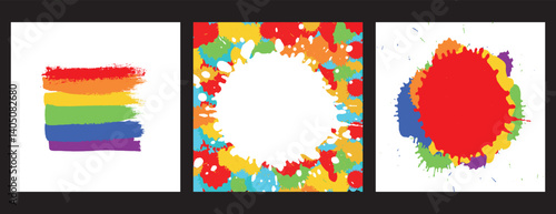 Pride month social media post brush stock and grunge rainbow colour background banner vector file