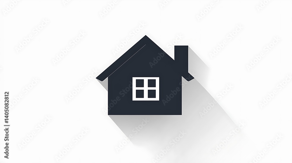 Simple House Icon With Long Shadow On White Background Minimalist Design Simple House Icon With Long Shadow On White Background Minimalist Design