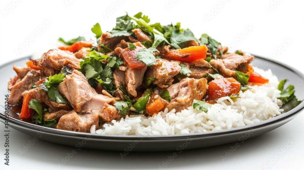 Flavorful Chicken Dish with Fresh Herbs and Vegetables on Rice Flavorful Chicken Dish with Fresh Herbs and Vegetables on Rice