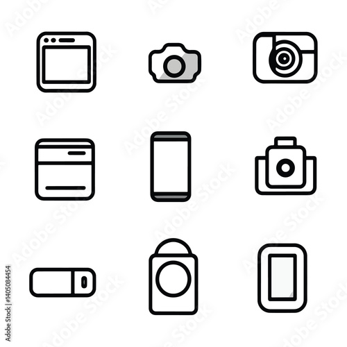 2D mobile icon icons in line style