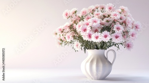 Wallpaper Mural Delicate pink chrysanthemum bouquet in a white vase. Torontodigital.ca