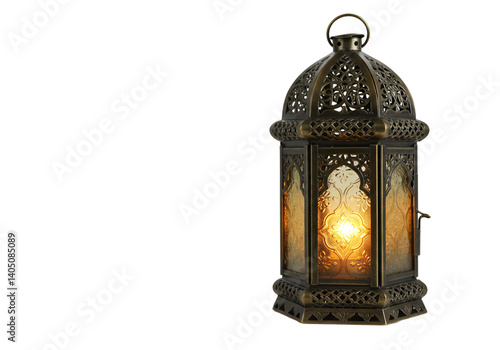 Ornate Moroccan Lantern Ramadan Decor isolated on transparent background