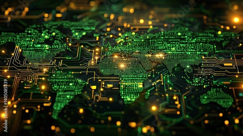 Wallpaper Mural Global Digital Network: A World Connected by Technology Torontodigital.ca