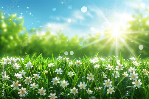 Floral summer background, field with flowers