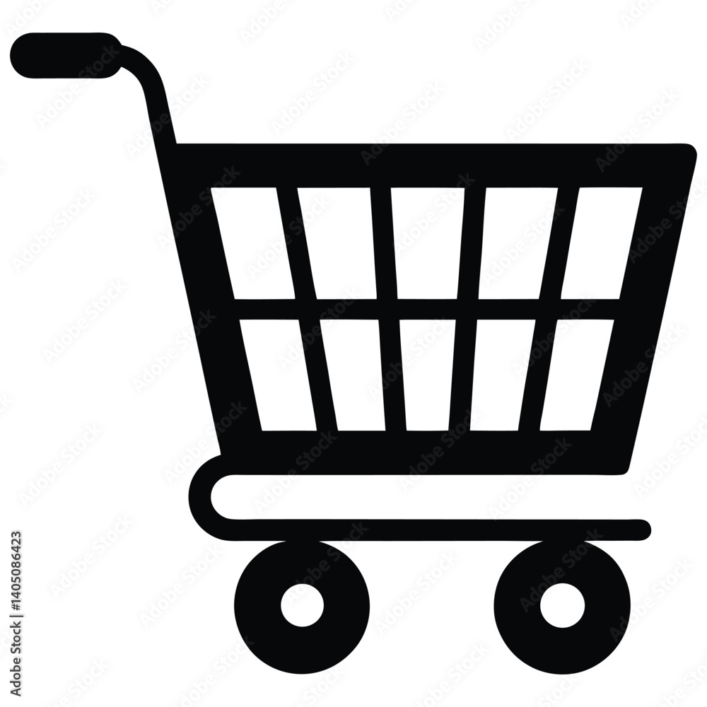 Silhouette shopping cart icon front view vector for web and retail use Silhouette shopping cart icon front view vector for web and retail use
