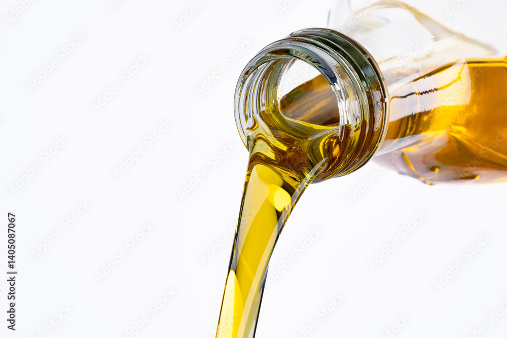 Organic olive oil on white background