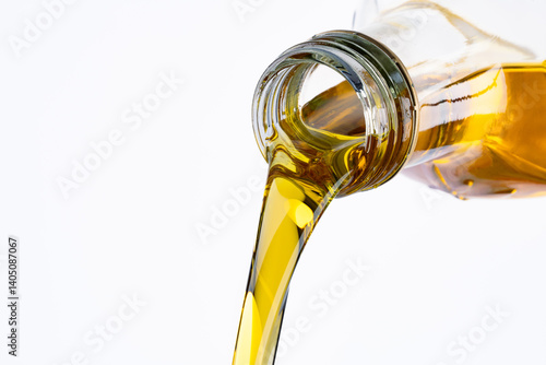 Obraz na płótnie Organic olive oil on white background w salonie