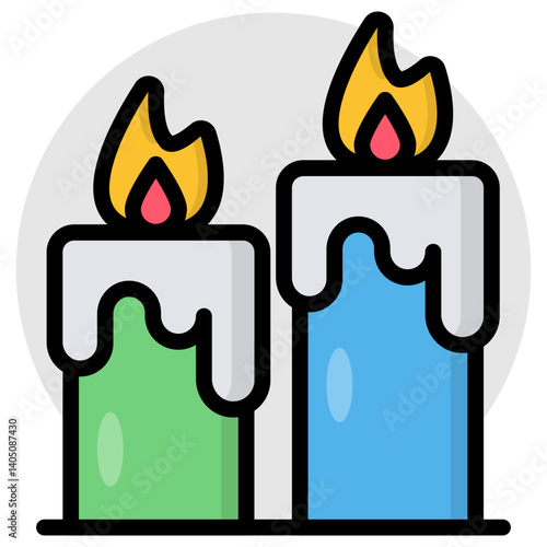 Trendy vector design of burning candles 