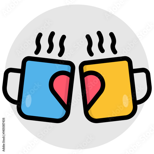 Hot coffee cups in flat design