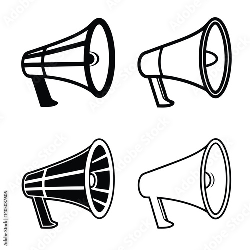 Vector megaphone and hand icon set for announcement or promotion